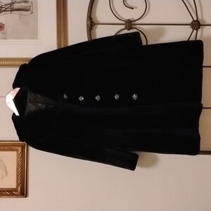 Borgana By Sportowne Vintage Faux Fur Coat Black With Crystal Buttons